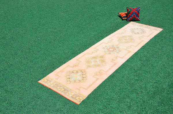 Unique Vintage Turkish runner rug for home decor, area rug, Anatolian oushak rug boho rug bedroom rug kitchen rug kilim, 10'9"x2'", 666419