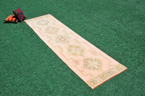 Unique Vintage Turkish runner rug for home decor, area rug, Anatolian oushak rug boho rug bedroom rug kitchen rug kilim, 10'9"x2'", 666419