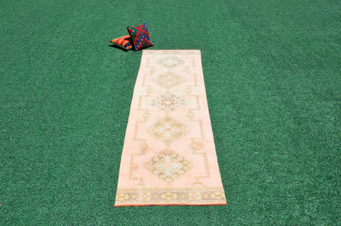 Unique Vintage Turkish runner rug for home decor, area rug, Anatolian oushak rug boho rug bedroom rug kitchen rug kilim, 10'9"x2'", 666419