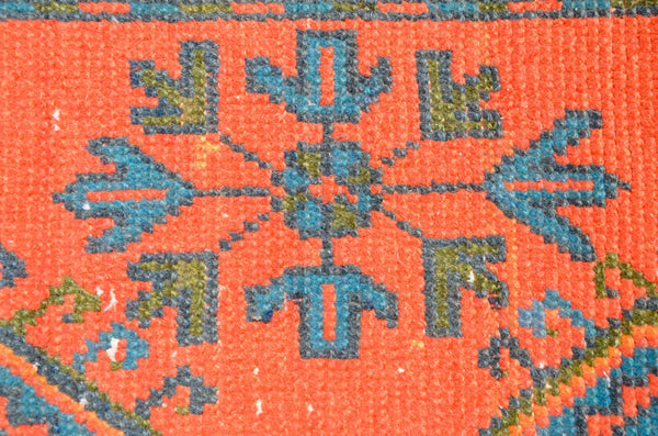 Turkish Handmade Vintage runner rug for home decor, area rug, Anatolian oushak rug boho rug kitchen rug  bathroom rug kilim, 10'9" x 2'9", 666420