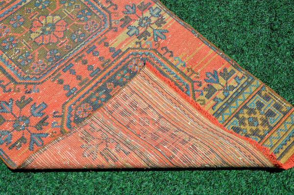 Turkish Handmade Vintage runner rug for home decor, area rug, Anatolian oushak rug boho rug kitchen rug  bathroom rug kilim, 10'9" x 2'9", 666420