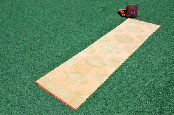 Unique Vintage Turkish runner rug for home decor, area rug, Anatolian oushak rug boho rug bedroom rug kitchen rug kilim, 11'1"x3'", 666421