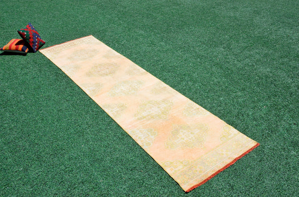 Unique Vintage Turkish runner rug for home decor, area rug, Anatolian oushak rug boho rug bedroom rug kitchen rug kilim, 11'1"x3'", 666421