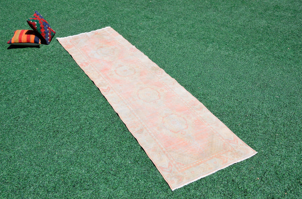 Unique Vintage Turkish runner rug for home decor, area rug, Anatolian oushak rug boho rug bedroom rug kitchen rug kilim, 9'6"x2'6", 666428