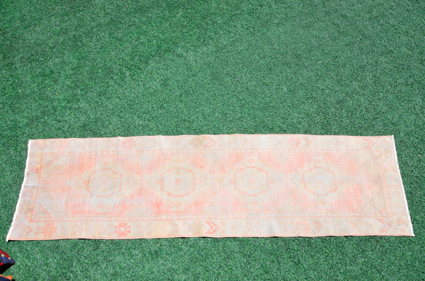 Unique Vintage Turkish runner rug for home decor, area rug, Anatolian oushak rug boho rug bedroom rug kitchen rug kilim, 9'6"x2'6", 666428