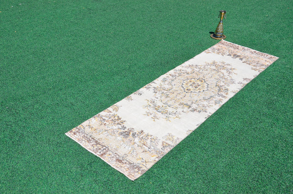 Turkish Handmade Vintage runner rug for home decor, area rug, Anatolian oushak rug boho rug kitchen rug  bathroom rug kilim, 10'2" x 3'1", 666429