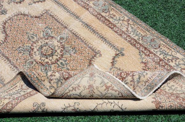Natural oushak Turkish rug for home decor, Vintage rug, area rug boho rug bedroom rug kitchen rug bathroom rug kilim rugs handmade, rugs 4x7, 666388