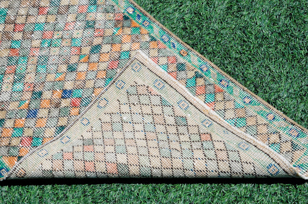 Vintage Turkish Handmade runner rug for home decor, area rug, Anatolian oushak rug boho rug kitchen rug  bathroom rug kilim, 7'5" x 1'9", 666424