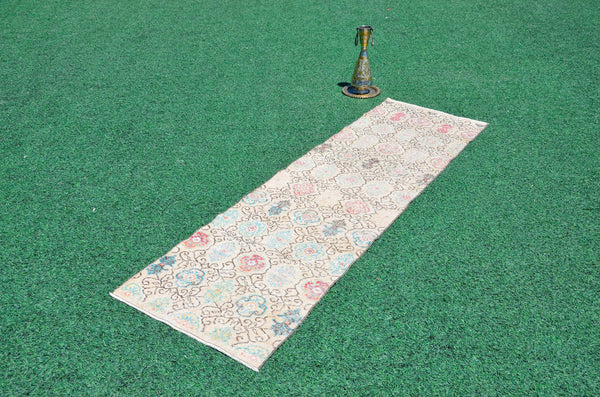 Unique Vintage Turkish runner rug for home decor, area rug, Anatolian oushak rug boho rug bedroom rug kitchen rug kilim, 7'6"x2'3", 666425