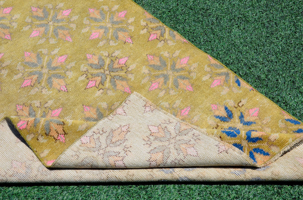 Turkish Handmade Vintage runner rug for home decor, area rug, Anatolian oushak rug boho rug kitchen rug  bathroom rug kilim, 9'8" x 3'4", 666426