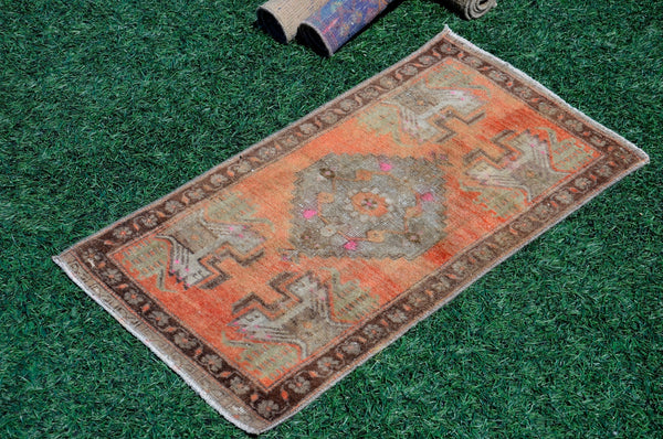 Natural Turkish Vintage small area rug doormat for home decor, bathroom rug, area oushak rug bathroom mat kitchen ru  kilim rug, rug 2,9X1,6, 665582