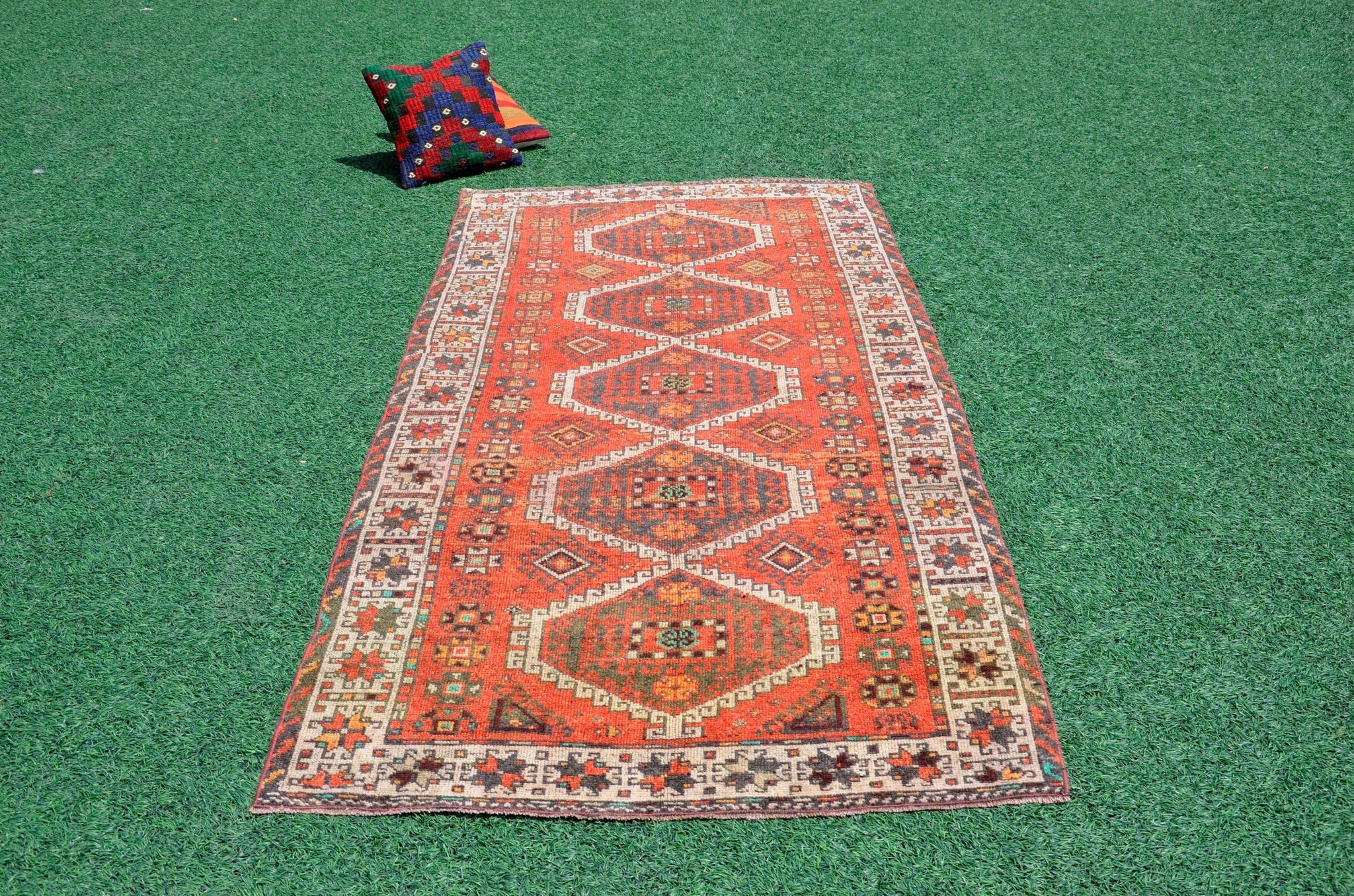 Turkish Natural oushak rug for home decor, Vintage rug, area rug boho rug bedroom rug kitchen rug bathroom rug kilim rugs handmade, rugs 4x8, 666311