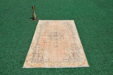 Oushak Natural Turkish rug for home decor, Vintage rug, area rug boho rug bedroom rug kitchen rug bathroom rug kilim rugs handmade, rugs 4x7, 666316
