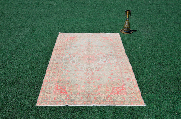 Handmade Natural oushak Turkish rug for home decor, Vintage rug, area rug boho rug bedroom rug kitchen rug bathroom rug kilim rugs, rugs 4x6, 666321