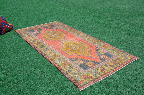 Natural oushak Turkish rug for home decor, Vintage rug, area rug boho rug bedroom rug kitchen rug bathroom rug kilim rugs handmade, rugs 4x8, 666323