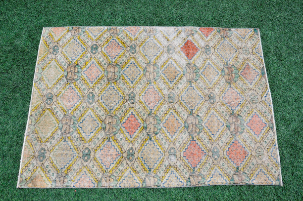 Unique Natural oushak Turkish rug for home decor, Vintage rug, area rug boho rug bedroom rug kitchen rug kilim rugs handmade, rugs 4x6, 666325
