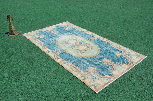 Oushak Natural Turkish rug for home decor, Vintage rug, area rug boho rug bedroom rug kitchen rug bathroom rug kilim rugs handmade, rugs 4x7, 666327