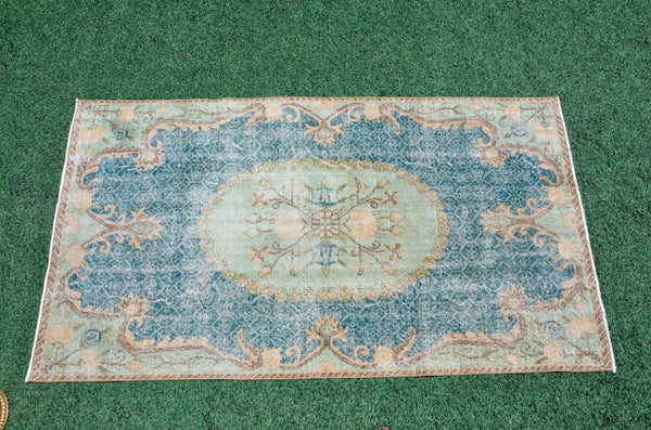 Oushak Natural Turkish rug for home decor, Vintage rug, area rug boho rug bedroom rug kitchen rug bathroom rug kilim rugs handmade, rugs 4x7, 666327