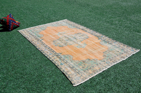 Oushak Natural Turkish rug for home decor, Vintage rug, area rug boho rug bedroom rug kitchen rug bathroom rug kilim rugs handmade, rugs 5x8, 666331