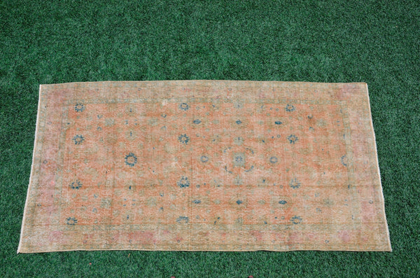 Handmade Natural oushak Turkish rug for home decor, Vintage rug, area rug boho rug bedroom rug kitchen rug bathroom rug kilim rugs, rugs 3x7, 666342