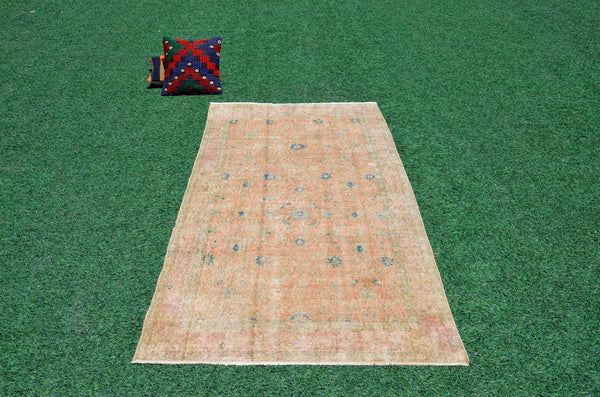 Handmade Natural oushak Turkish rug for home decor, Vintage rug, area rug boho rug bedroom rug kitchen rug bathroom rug kilim rugs, rugs 3x7, 666342