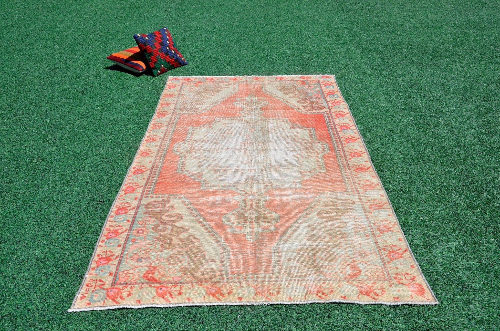 Turkish Natural oushak rug for home decor, Vintage rug, area rug boho rug bedroom rug kitchen rug bathroom rug kilim rugs handmade, rugs 5x8, 666353
