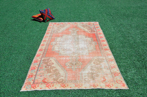 Turkish Natural oushak rug for home decor, Vintage rug, area rug boho rug bedroom rug kitchen rug bathroom rug kilim rugs handmade, rugs 5x8, 666353