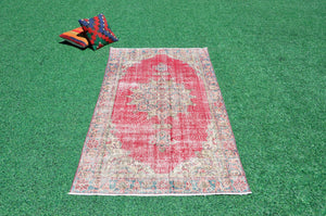 Oushak Natural Turkish rug for home decor, Vintage rug, area rug boho rug bedroom rug kitchen rug bathroom rug kilim rugs handmade, rugs 3x7, 666355