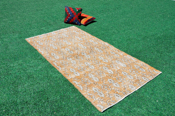 Turkish Natural oushak rug for home decor, Vintage rug, area rug boho rug bedroom rug kitchen rug bathroom rug kilim rugs handmade, rugs 3x7, 666359