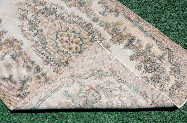 Handmade Natural oushak Turkish rug for home decor, Vintage rug, area rug boho rug bedroom rug kitchen rug bathroom rug kilim rugs, rugs 4x6, 666362