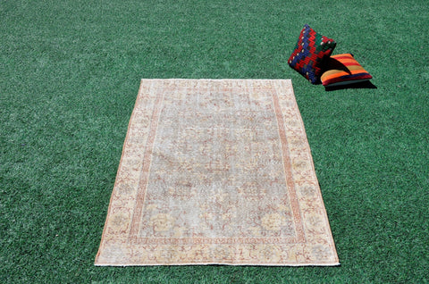 Turkish Natural oushak rug for home decor, Vintage rug, area rug boho rug bedroom rug kitchen rug bathroom rug kilim rugs handmade, rugs 4x6, 666369