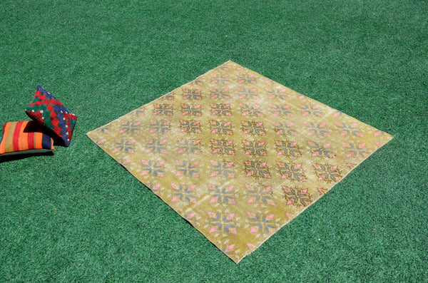 Oushak Natural Turkish rug for home decor, Vintage rug, area rug boho rug bedroom rug kitchen rug bathroom rug kilim rugs handmade, rugs 5x5, 666370