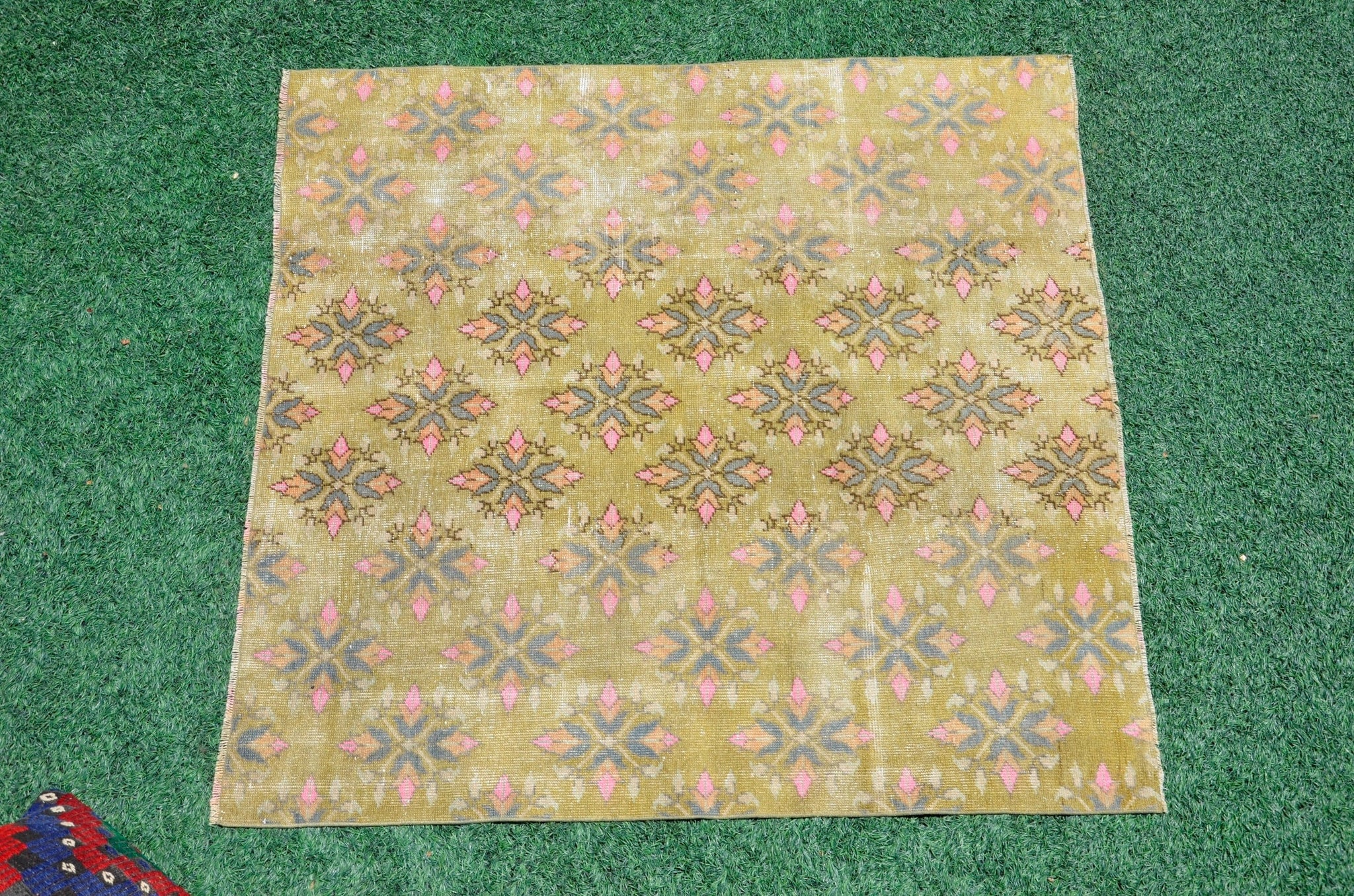 Oushak Natural Turkish rug for home decor, Vintage rug, area rug boho rug bedroom rug kitchen rug bathroom rug kilim rugs handmade, rugs 5x5, 666370