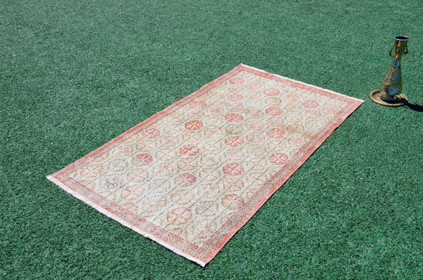 Handmade Natural oushak Turkish rug for home decor, Vintage rug, area rug boho rug bedroom rug kitchen rug bathroom rug kilim rugs, rugs 3x6, 666372