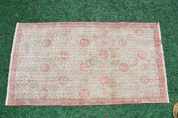 Handmade Natural oushak Turkish rug for home decor, Vintage rug, area rug boho rug bedroom rug kitchen rug bathroom rug kilim rugs, rugs 3x6, 666372