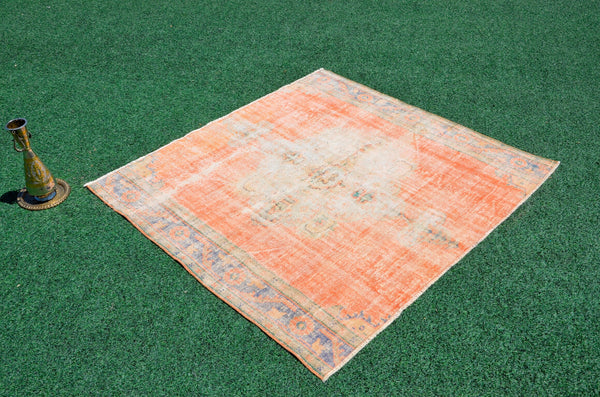 Anatolian Natural Turkish rug for home decor, Vintage rug, area rug boho bedroom rug kitchen rug bathroom rug kilim rugs handmade, rugs 6x6, 666373