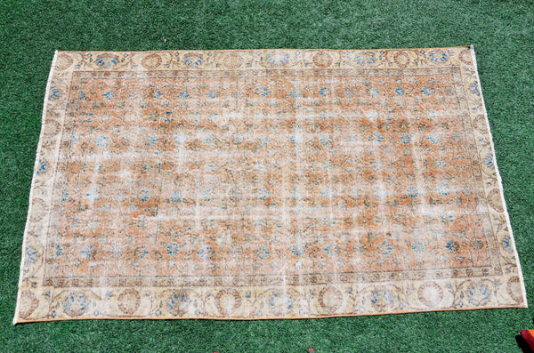Oushak Natural Turkish rug for home decor, Vintage rug, area rug boho rug bedroom rug kitchen rug bathroom rug kilim rugs handmade, rugs 5x8, 666374