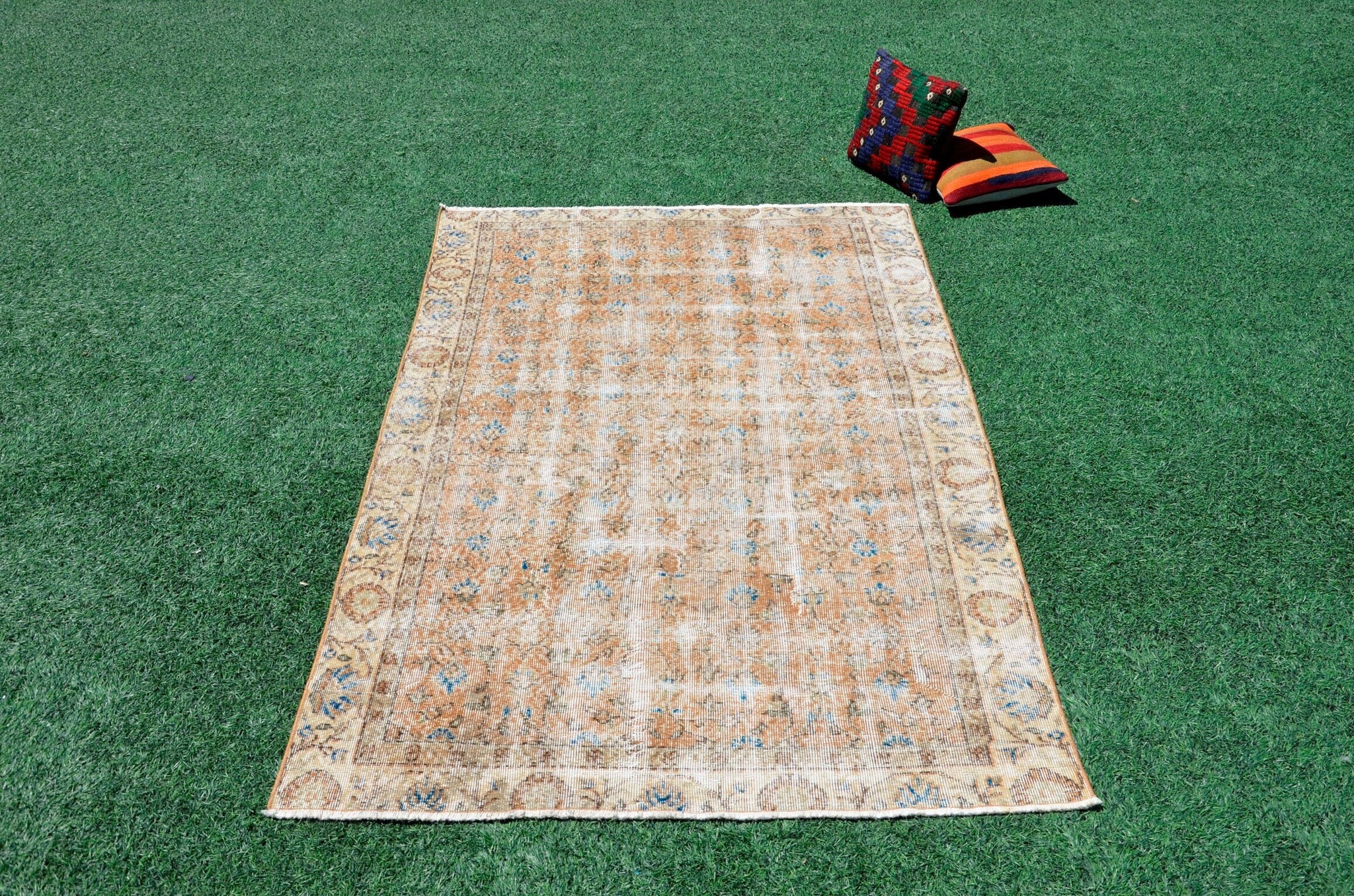 Oushak Natural Turkish rug for home decor, Vintage rug, area rug boho rug bedroom rug kitchen rug bathroom rug kilim rugs handmade, rugs 5x8, 666374