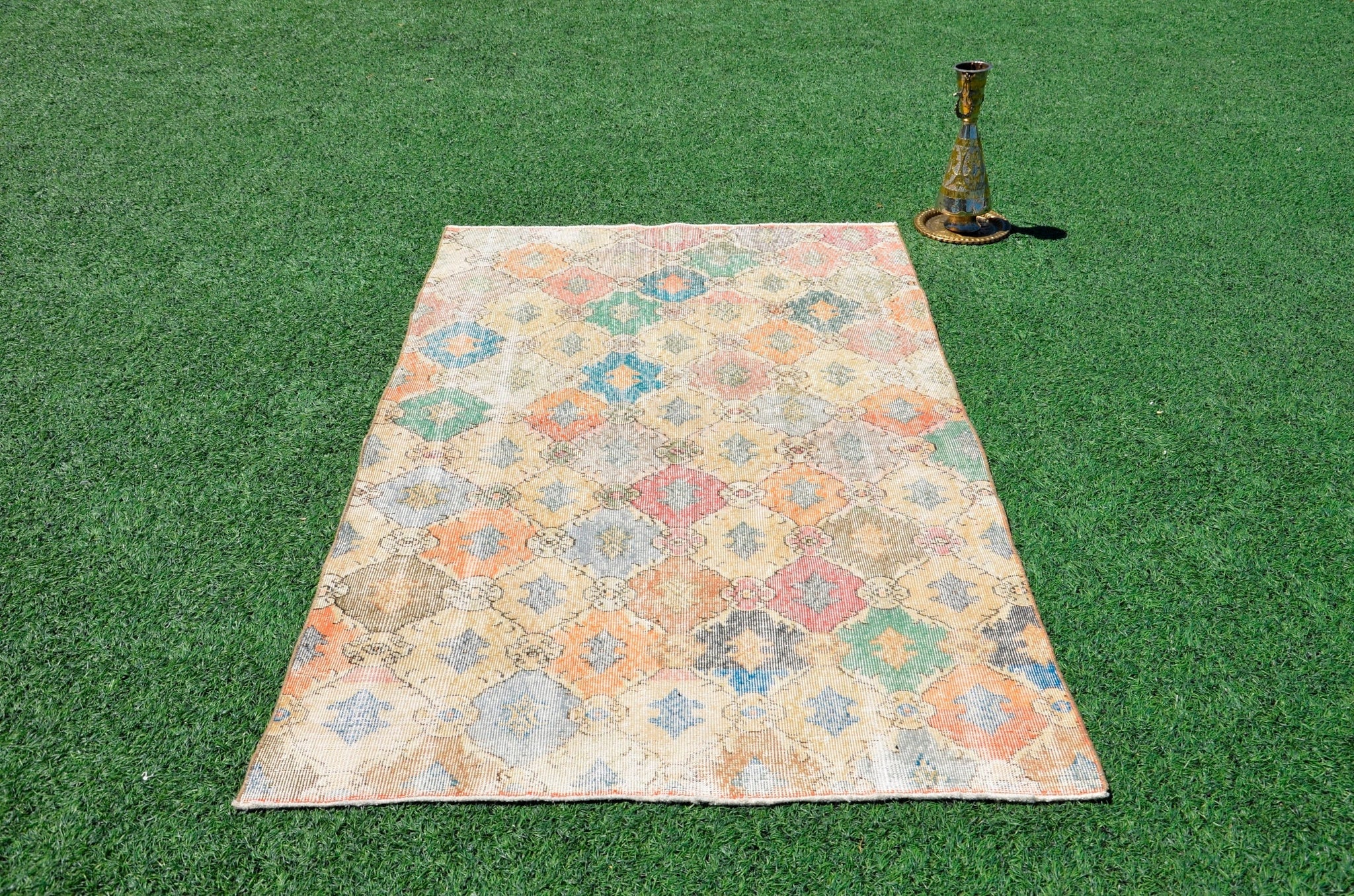 Turkish Vintage Anatolian rug for home decor, area rug, oushak rug boho rug bedroom rug kitchen rug bathroom rug kilim, rugs 4x7, 666376