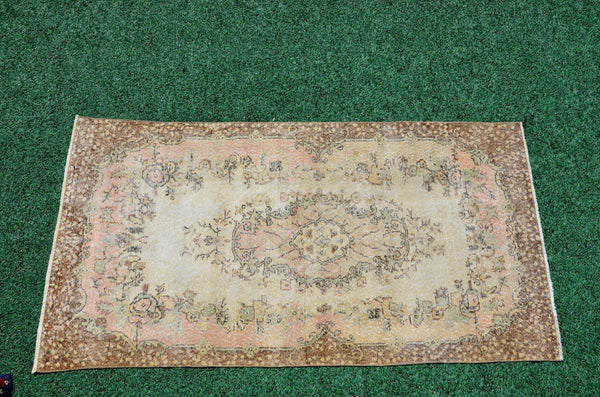 Handmade Natural oushak Turkish rug for home decor, Vintage rug, area rug boho rug bedroom rug kitchen rug bathroom rug kilim rugs, rugs 4x7, 666385