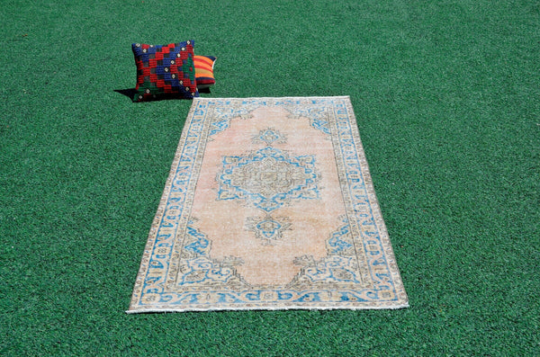 Handmade Natural oushak Turkish rug for home decor, Vintage rug, area rug boho rug bedroom rug kitchen rug bathroom rug kilim rugs, rugs 3x6, 666386