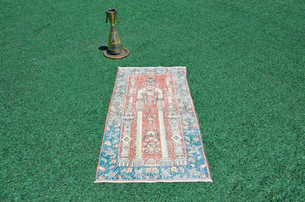 Small area Handmade Turkish Vintage rug for home decor, bathroom rug, area rug oushak rug boho rug kitchen rug  kilim rug door mat, rugs 2x4, 666451