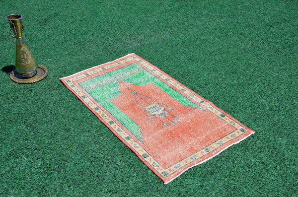 Small area Handmade Turkish Vintage rug for home decor, bathroom rug, area rug oushak rug boho rug kitchen rug  kilim rug door mat, rugs 2x4, 666452