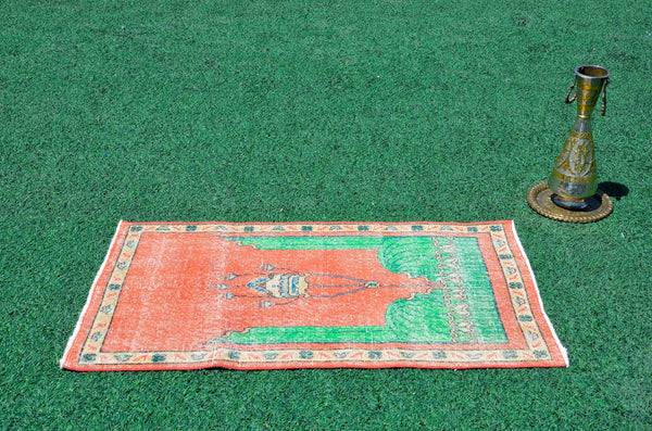Small area Handmade Turkish Vintage rug for home decor, bathroom rug, area rug oushak rug boho rug kitchen rug  kilim rug door mat, rugs 2x4, 666452