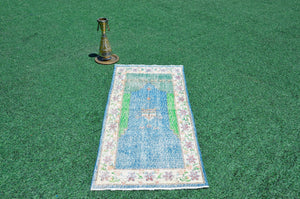 Small area Handmade Turkish Vintage rug for home decor, bathroom rug, area rug oushak rug boho rug kitchen rug  kilim rug door mat, rugs 2x5, 666454