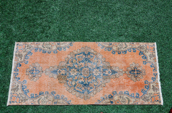 Small area Handmade Turkish Vintage rug for home decor, bathroom rug, area rug oushak rug boho rug kitchen rug  kilim rug door mat, rugs 2x5, 666456