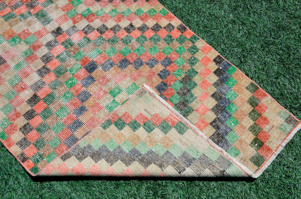 Small area Handmade Turkish Vintage rug for home decor, bathroom rug, area rug oushak rug boho rug kitchen rug  kilim rug door mat, rugs 3x6, 666458