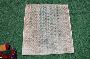 Small area Handmade Turkish Vintage rug for home decor, bathroom rug, area rug oushak rug boho rug kitchen rug  kilim rug door mat, rugs 3x3, 666461