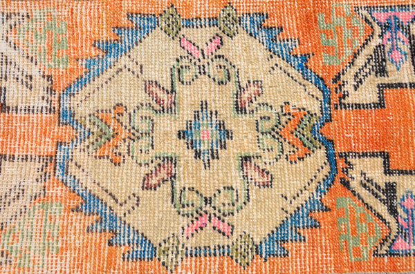 Natural Turkish Vintage small area rug doormat for home decor, bathroom rug, area oushak rug bathroom mat kitchen rug kilim rug, rug 2.8X1.3, 665941
