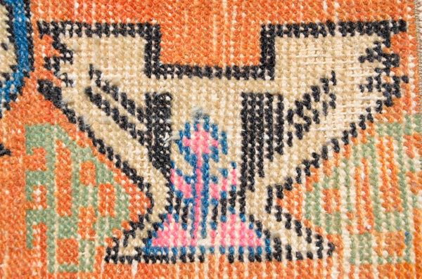 Natural Turkish Vintage small area rug doormat for home decor, bathroom rug, area oushak rug bathroom mat kitchen rug kilim rug, rug 2.8X1.3, 665941